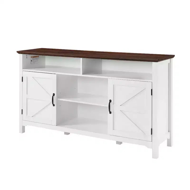 Homy Casa Buffet de style rustique blanc avec étagères de rangement et porte coulissante