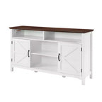 Homy Casa Buffet de style rustique blanc avec étagères de rangement et porte coulissante