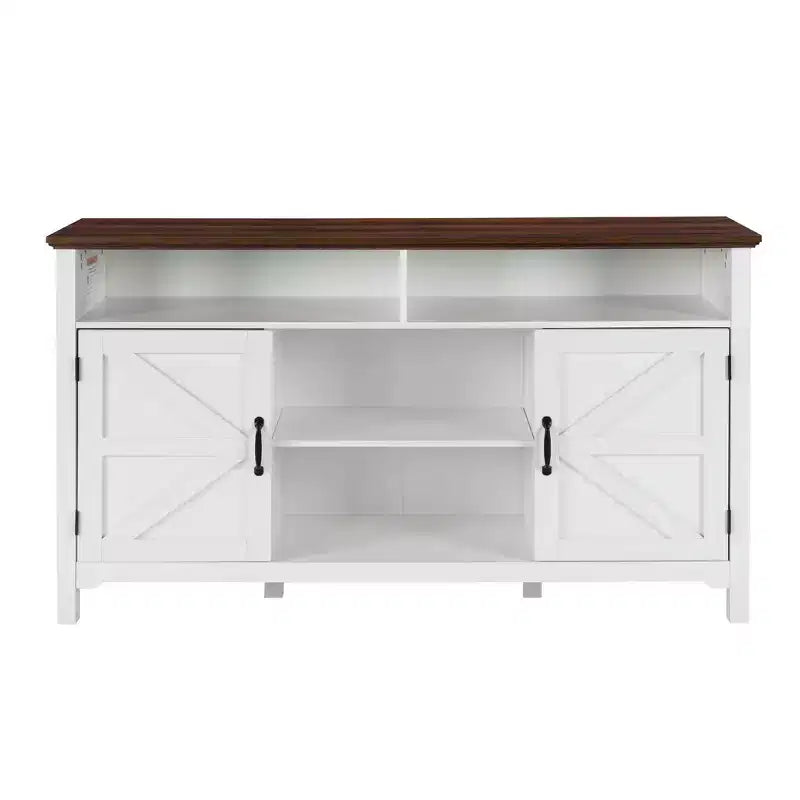 Homy Casa Buffet de style rustique blanc avec étagères de rangement et porte coulissante