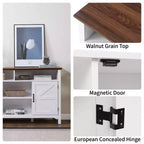 Homy Casa Buffet de style rustique blanc avec étagères de rangement et porte coulissante