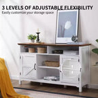 Homy Casa Buffet de style rustique blanc avec étagères de rangement et porte coulissante