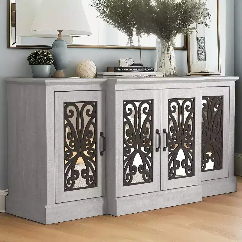 Credenza larga Galano Calidia a 4 ante - Quercia grigia polverosa