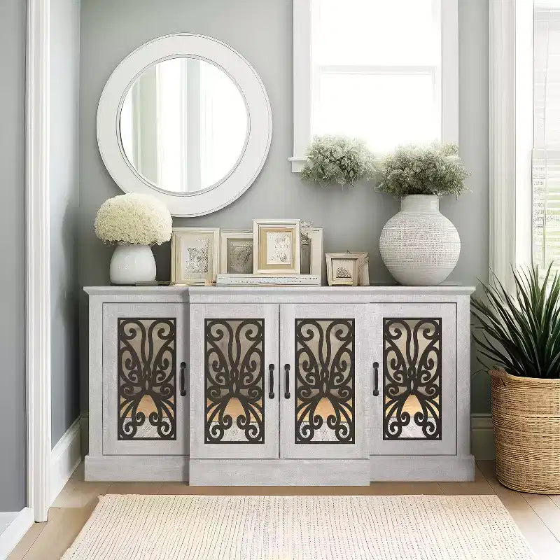 Credenza larga Galano Calidia a 4 ante - Quercia grigia polverosa