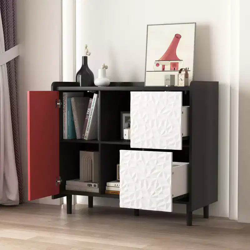 Okak Mobile Buffet Moderno, Credenza con 1 Anta e 2 Cassetti, Mobile Bar per Soggiorno, Ingresso, Corridoio, Ufficio