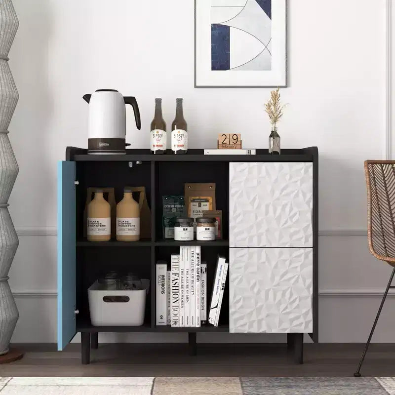 Okak Mobile Buffet Moderno, Credenza con 1 Anta e 2 Cassetti, Mobile Bar per Soggiorno, Ingresso, Corridoio, Ufficio
