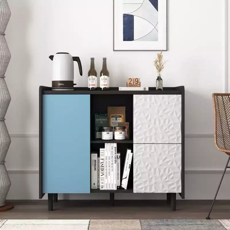 Okak Mobile Buffet Moderno, Credenza con 1 Anta e 2 Cassetti, Mobile Bar per Soggiorno, Ingresso, Corridoio, Ufficio