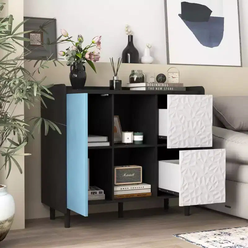 Okak Mobile Buffet Moderno, Credenza con 1 Anta e 2 Cassetti, Mobile Bar per Soggiorno, Ingresso, Corridoio, Ufficio