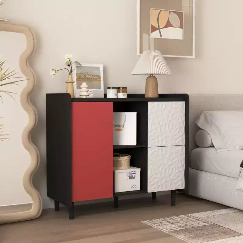 Okak Mobile Buffet Moderno, Credenza con 1 Anta e 2 Cassetti, Mobile Bar per Soggiorno, Ingresso, Corridoio, Ufficio