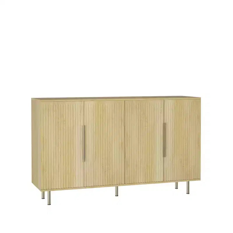 Okak Mobile Buffet Moderno, Mobile Contenitore con Ripiani Scanalati e Regolabili, Mobile Accent per Soggiorno, Ingresso, Corridoio, Cucina