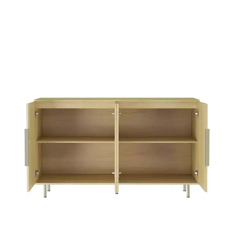 Okak Mobile Buffet Moderno, Mobile Contenitore con Ripiani Scanalati e Regolabili, Mobile Accent per Soggiorno, Ingresso, Corridoio, Cucina