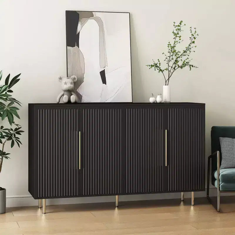 Okak Mobile Buffet Moderno, Mobile Contenitore con Ripiani Scanalati e Regolabili, Mobile Accent per Soggiorno, Ingresso, Corridoio, Cucina