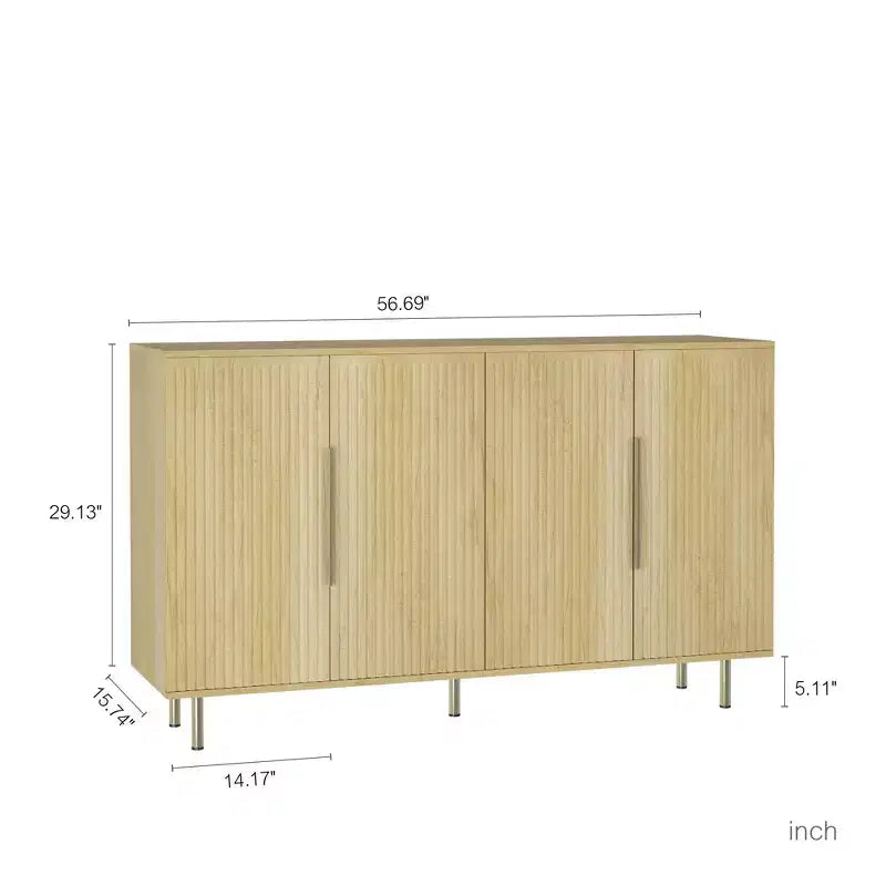 Okak Mobile Buffet Moderno, Mobile Contenitore con Ripiani Scanalati e Regolabili, Mobile Accent per Soggiorno, Ingresso, Corridoio, Cucina