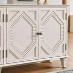 Madia buffet Okak Mid Century, mobile credenza con 4 ante e 4 ripiani, armadietto contenitore per soggiorno, ingresso, ufficio