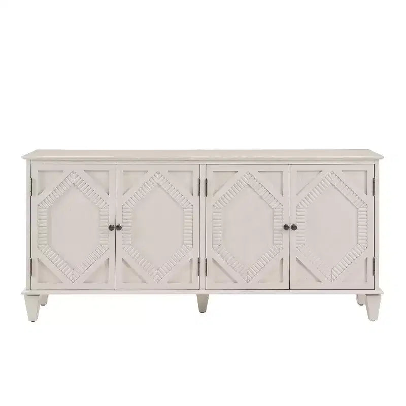 Madia buffet Okak Mid Century, mobile credenza con 4 ante e 4 ripiani, armadietto contenitore per soggiorno, ingresso, ufficio