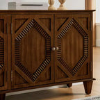 Madia buffet Okak Mid Century, mobile credenza con 4 ante e 4 ripiani, armadietto contenitore per soggiorno, ingresso, ufficio