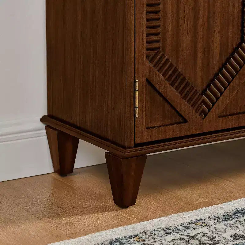 Madia buffet Okak Mid Century, mobile credenza con 4 ante e 4 ripiani, armadietto contenitore per soggiorno, ingresso, ufficio