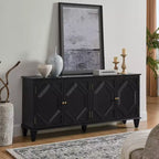 Madia buffet Okak Mid Century, mobile credenza con 4 ante e 4 ripiani, armadietto contenitore per soggiorno, ingresso, ufficio