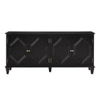 Madia buffet Okak Mid Century, mobile credenza con 4 ante e 4 ripiani, armadietto contenitore per soggiorno, ingresso, ufficio