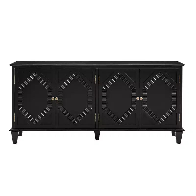 Madia buffet Okak Mid Century, mobile credenza con 4 ante e 4 ripiani, armadietto contenitore per soggiorno, ingresso, ufficio