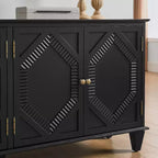 Madia buffet Okak Mid Century, mobile credenza con 4 ante e 4 ripiani, armadietto contenitore per soggiorno, ingresso, ufficio