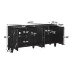 Madia buffet Okak Mid Century, mobile credenza con 4 ante e 4 ripiani, armadietto contenitore per soggiorno, ingresso, ufficio