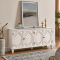 Madia buffet Okak Mid Century, mobile credenza con 4 ante e 4 ripiani, armadietto contenitore per soggiorno, ingresso, ufficio