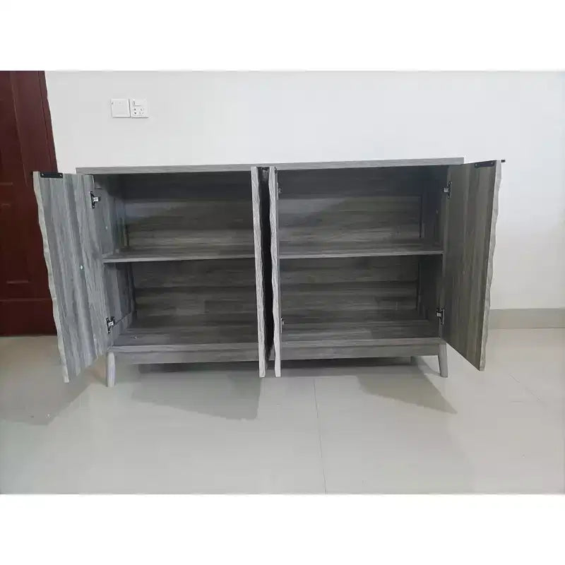Okak buffet moderne, buffet avec 4 portes élégantes au design géométrique, meuble de rangement pour salon, bureau, cuisine