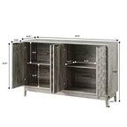 Okak buffet moderne, buffet avec 4 portes élégantes au design géométrique, meuble de rangement pour salon, bureau, cuisine