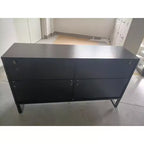 Okak buffet moderne, buffet avec 4 portes élégantes au design géométrique, meuble de rangement pour salon, bureau, cuisine