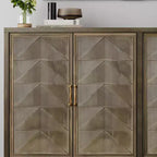 Okak buffet moderne, buffet avec 4 portes élégantes au design géométrique, meuble de rangement pour salon, bureau, cuisine