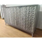 Okak buffet moderne, buffet avec 4 portes élégantes au design géométrique, meuble de rangement pour salon, bureau, cuisine