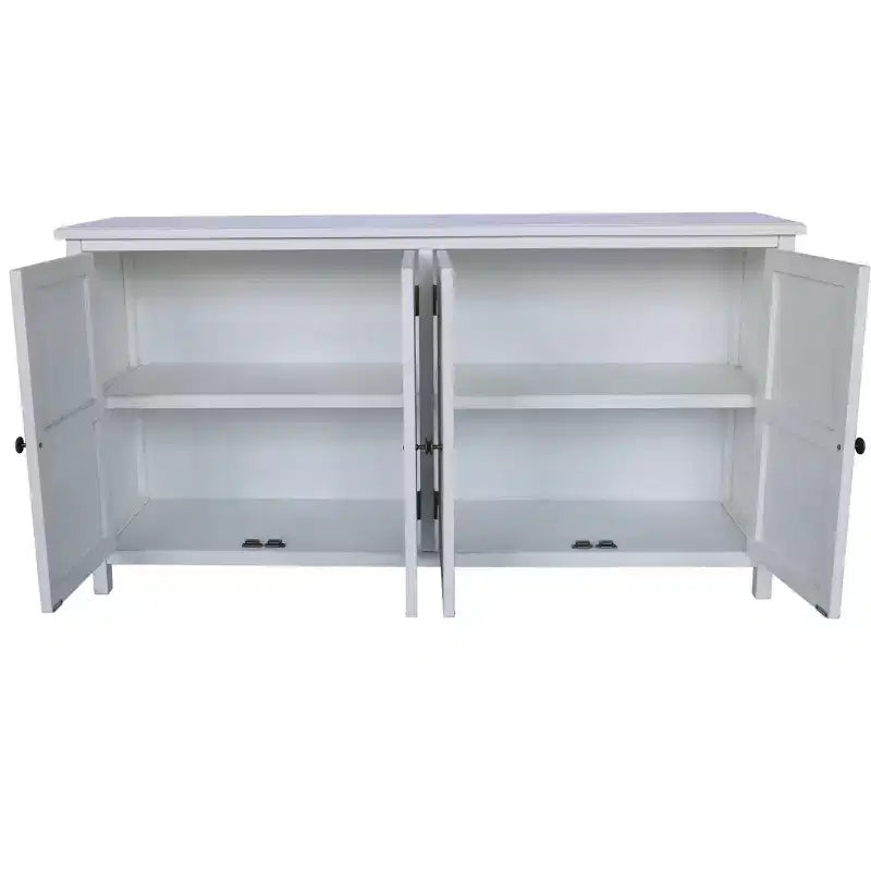 Okak 60in Mobiletto d'Appoggio Antico, Credenza Rustica in Legno con Quattro Ante Intagliate, Mobile Contenitore per Cucina, Sala da Pranzo
