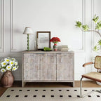 Okak - Mobiletto rustico da fattoria, credenza con quattro ante con motivo intagliato, mobile contenitore per cucina, sala da pranzo, ingresso