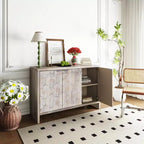 Okak - Mobiletto rustico da fattoria, credenza con quattro ante con motivo intagliato, mobile contenitore per cucina, sala da pranzo, ingresso