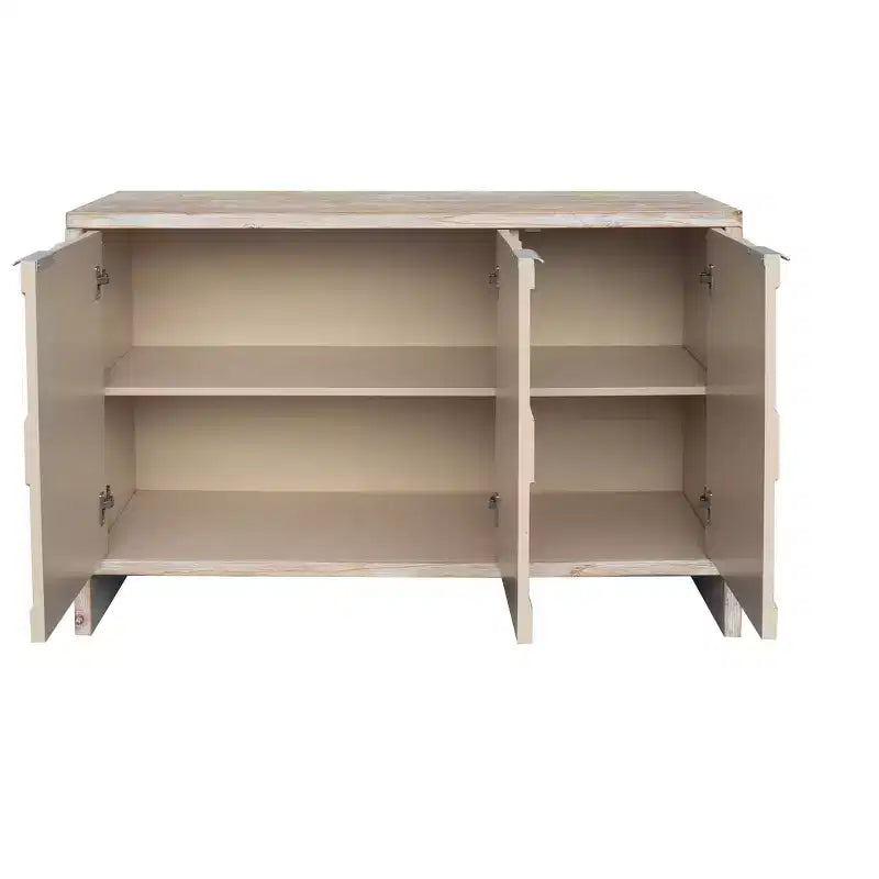 Okak - Mobiletto rustico da fattoria, credenza con quattro ante con motivo intagliato, mobile contenitore per cucina, sala da pranzo, ingresso
