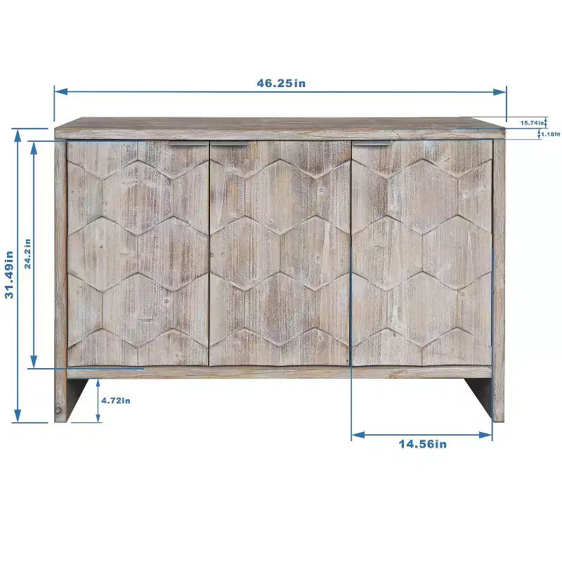 Okak - Mobiletto rustico da fattoria, credenza con quattro ante con motivo intagliato, mobile contenitore per cucina, sala da pranzo, ingresso