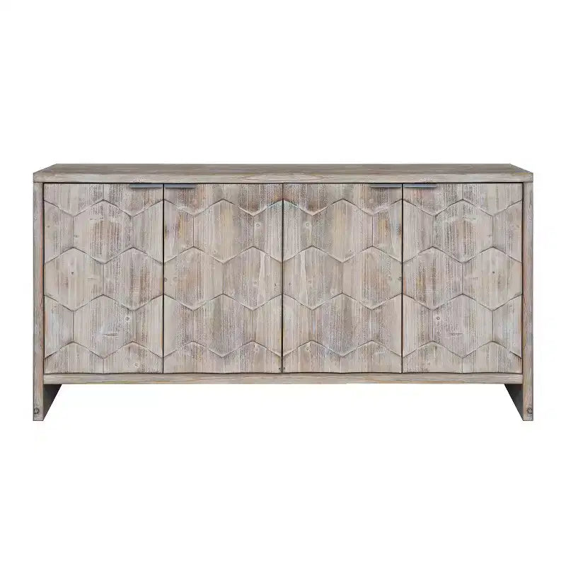 Okak - Mobiletto rustico da fattoria, credenza con quattro ante con motivo intagliato, mobile contenitore per cucina, sala da pranzo, ingresso