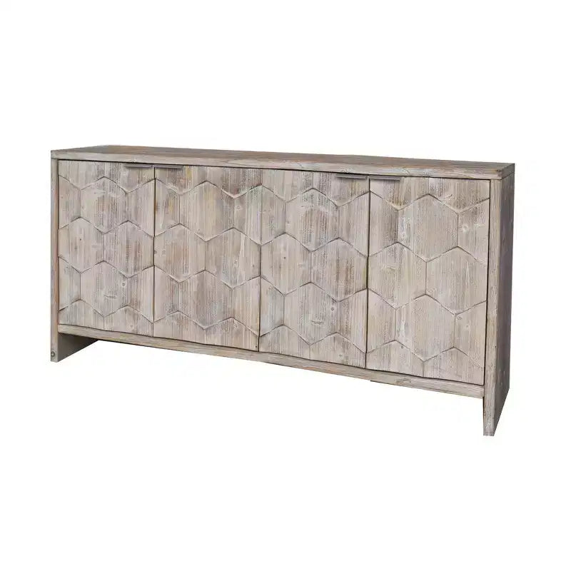 Okak - Mobiletto rustico da fattoria, credenza con quattro ante con motivo intagliato, mobile contenitore per cucina, sala da pranzo, ingresso