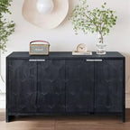 Okak - Mobiletto rustico da fattoria, credenza con quattro ante con motivo intagliato, mobile contenitore per cucina, sala da pranzo, ingresso