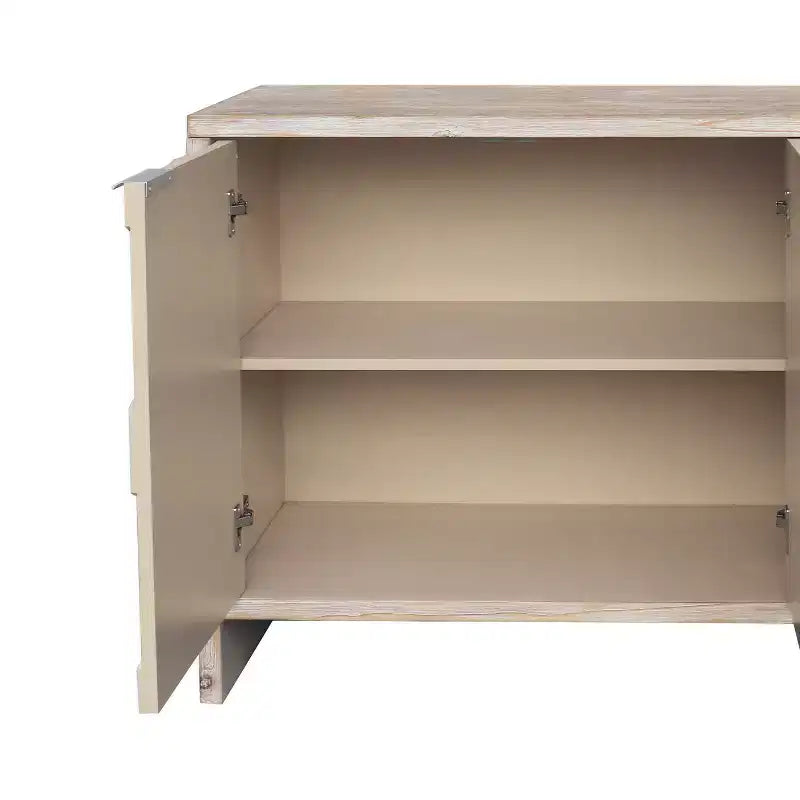 Okak - Mobiletto rustico da fattoria, credenza con quattro ante con motivo intagliato, mobile contenitore per cucina, sala da pranzo, ingresso