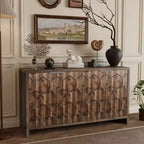 Okak - Mobiletto rustico da fattoria, credenza con quattro ante con motivo intagliato, mobile contenitore per cucina, sala da pranzo, ingresso