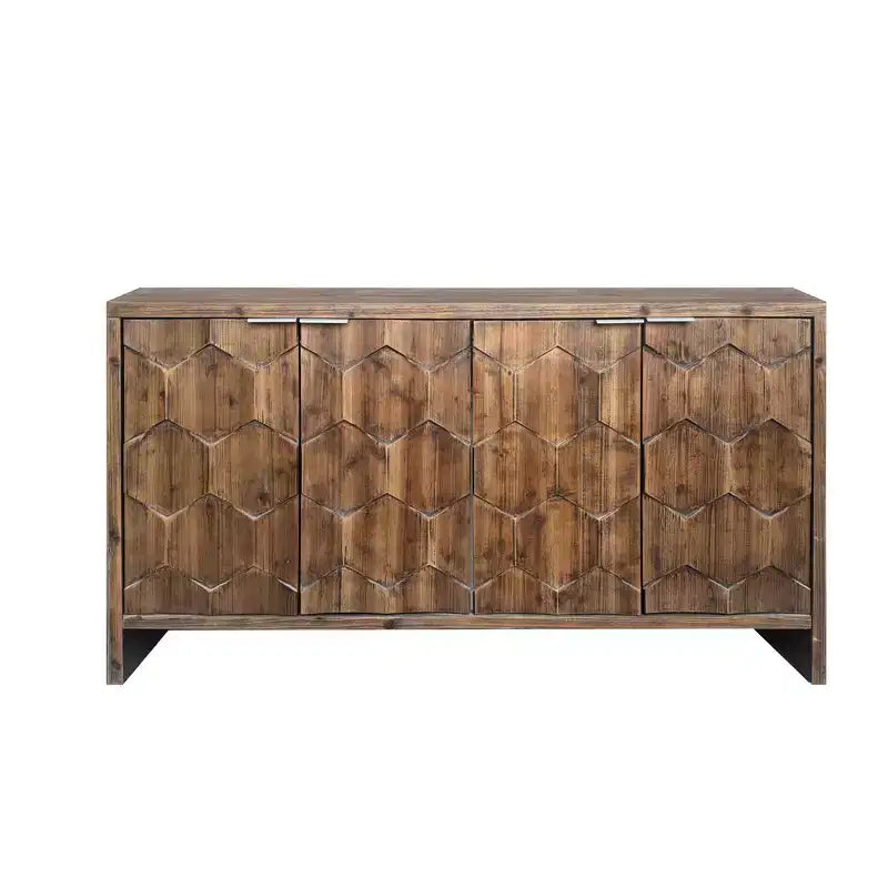 Okak - Mobiletto rustico da fattoria, credenza con quattro ante con motivo intagliato, mobile contenitore per cucina, sala da pranzo, ingresso
