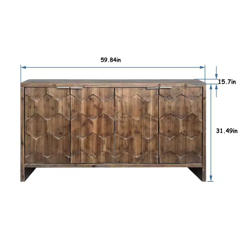 Okak - Mobiletto rustico da fattoria, credenza con quattro ante con motivo intagliato, mobile contenitore per cucina, sala da pranzo, ingresso