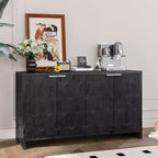 Okak - Mobiletto rustico da fattoria, credenza con quattro ante con motivo intagliato, mobile contenitore per cucina, sala da pranzo, ingresso