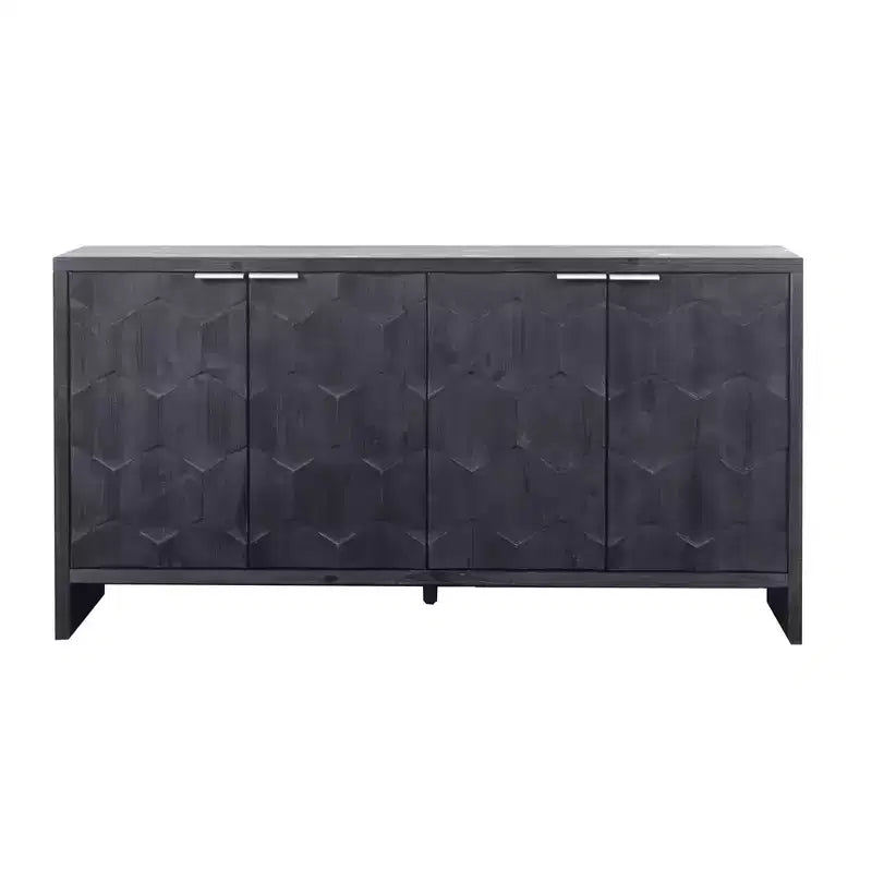 Okak - Mobiletto rustico da fattoria, credenza con quattro ante con motivo intagliato, mobile contenitore per cucina, sala da pranzo, ingresso