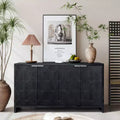 Okak - Mobiletto rustico da fattoria, credenza con quattro ante con motivo intagliato, mobile contenitore per cucina, sala da pranzo, ingresso