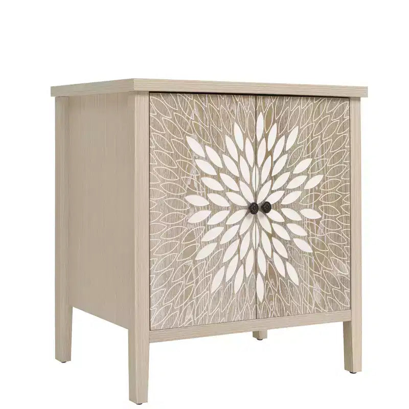 Armoire d'appoint moderne Okak, buffet avec quatre portes à motifs sculptés, meuble de rangement pour cuisine, salle à manger, entrée