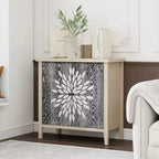 Armoire d'appoint moderne Okak, buffet avec quatre portes à motifs sculptés, meuble de rangement pour cuisine, salle à manger, entrée
