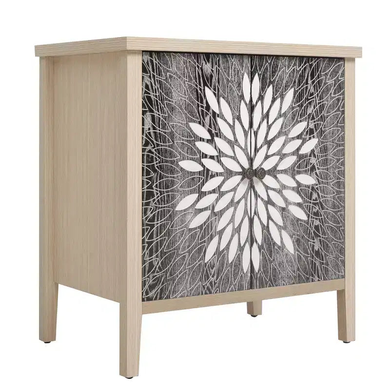 Armoire d'appoint moderne Okak, buffet avec quatre portes à motifs sculptés, meuble de rangement pour cuisine, salle à manger, entrée