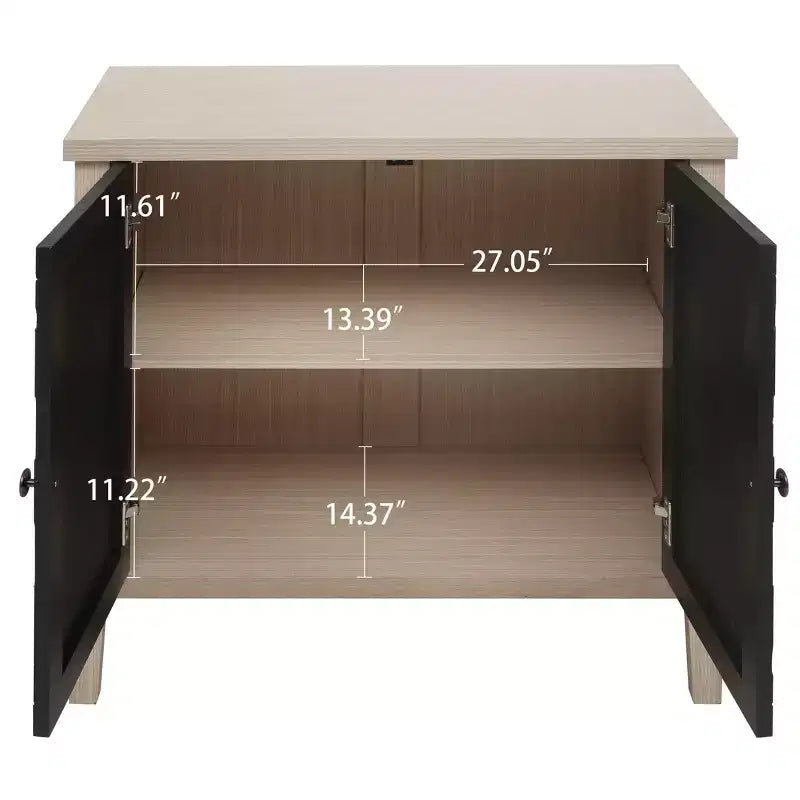 Armoire d'appoint moderne Okak, buffet avec quatre portes à motifs sculptés, meuble de rangement pour cuisine, salle à manger, entrée